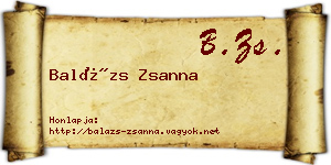Balázs Zsanna névjegykártya