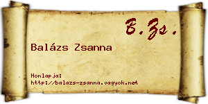 Balázs Zsanna névjegykártya